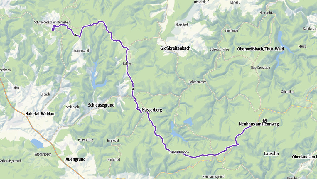 Rennsteiglauf route Sketch van de route van de Rennsteiglauf