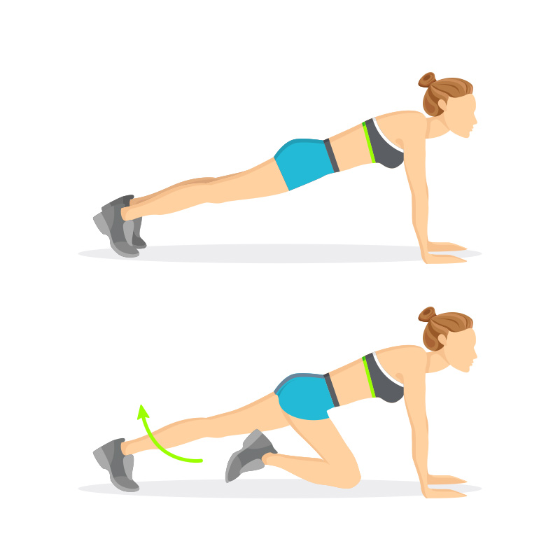 Full Body Tabata Oefening: de bergbeklimmer Afbeelding instructies voor de bergbeklimmer als tekening