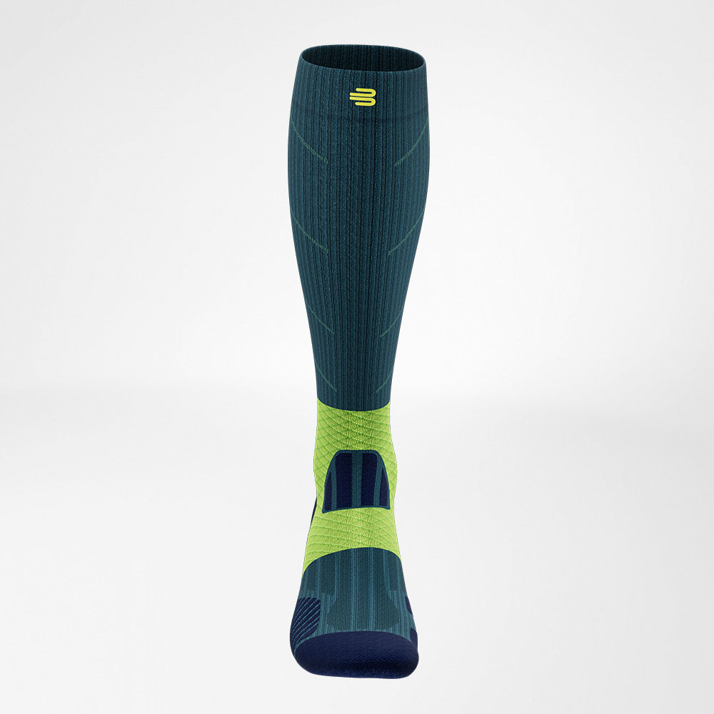 Trailrun Running Socks Blue-Green vooraanzicht Vooraanzicht van de blauw -green trail run - loop sokken